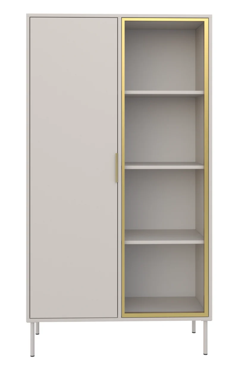 Zweiflügeliger Vena-Schrank mit 90 cm kaschmirfarbenem Glasfrontpanel