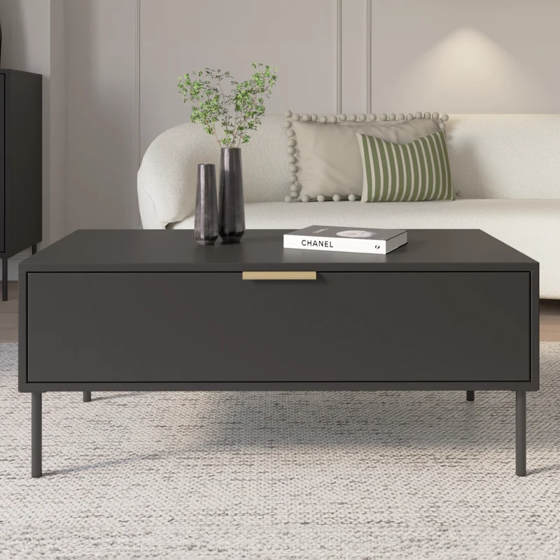 Couchtisch Vena mit Schublade 100x50 cm schwarz