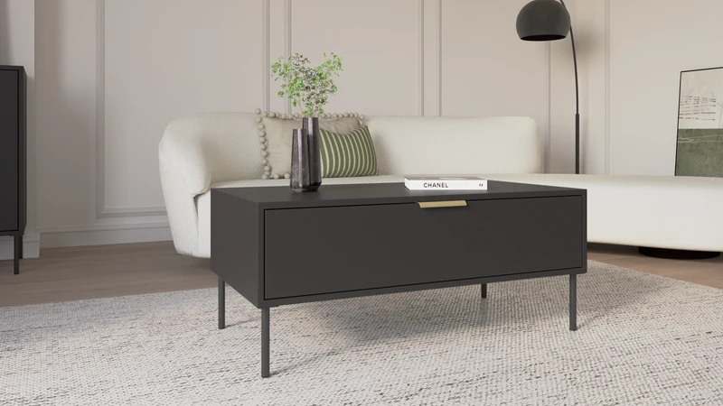 Couchtisch Vena mit Schublade 100x50 cm schwarz