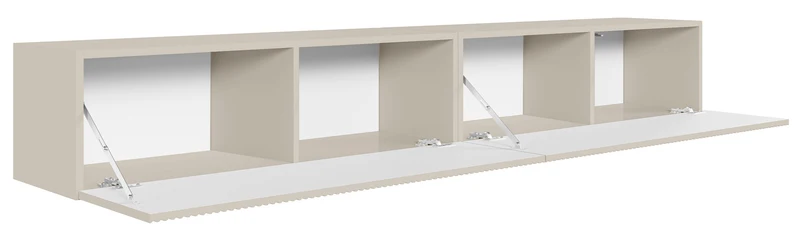 Hängender TV-Schrank Veldio mit zwei Türen, gerillte Front, 200 cm, schwarz