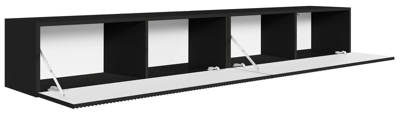 Hängender TV-Schrank Veldio mit zwei Türen, gerillte Front, 200 cm, schwarz