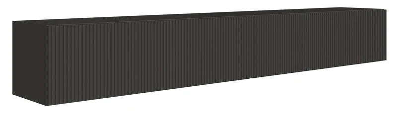 Hängender TV-Schrank Veldio mit zwei Türen, gerillte Front, 200 cm, schwarz