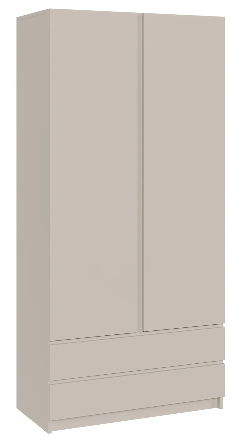 Zweiturige Bemmi-Garderobenschrank mit zwei Schubladen, 100 cm, Kaschmir
