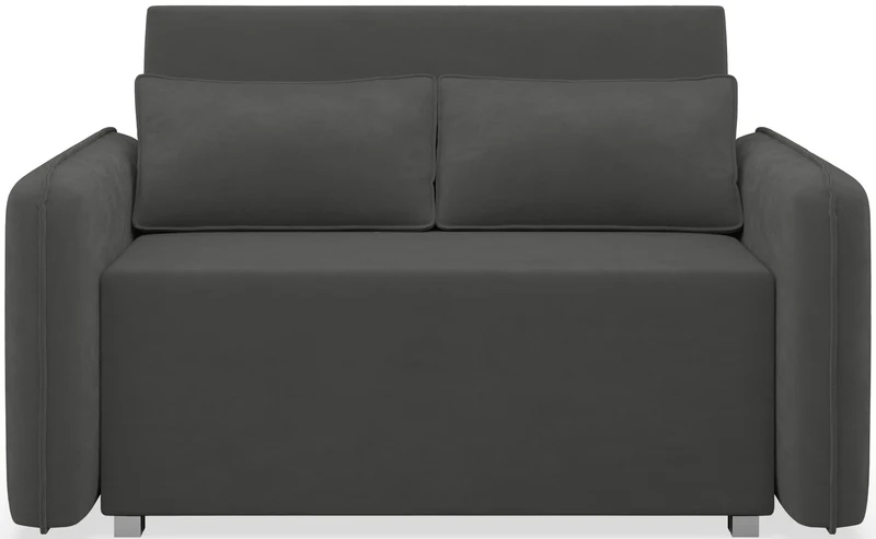 Zweisitziges ausklappbares Sofa Duelia mit Stauraum, graphitfarben, hydrophobes Chenille