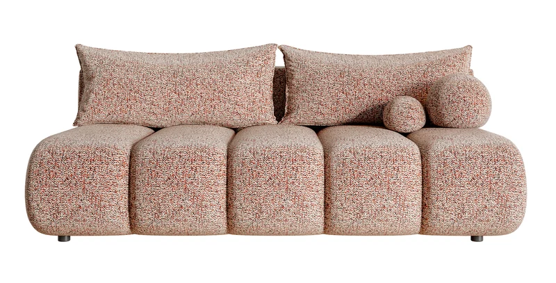 Dreisitziges Sofa Dandelino Mini mit Schlaffunktion, ziegelrotes Geflecht