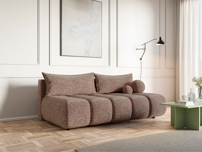 Dreisitziges Sofa Dandelino Mini mit Schlaffunktion, ziegelrotes Geflecht