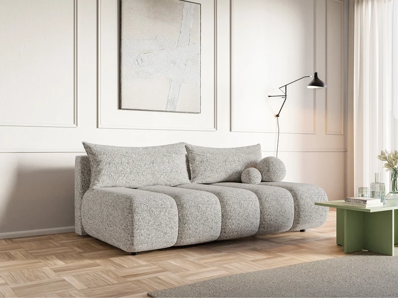 Dreisitziges Sofa Dandelino Mini mit Schlafunktion, beige Flechtoptik