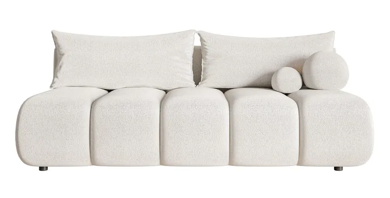 Dreisitziges Sofa Dandelino Mini mit Schlaffunktion, cremefarbener Chenillestoff