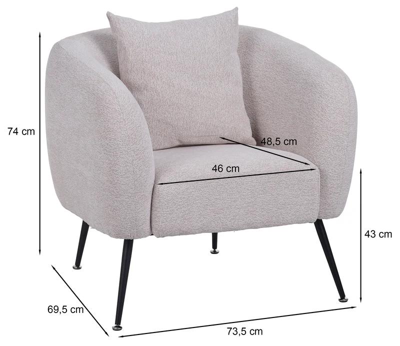 Relaxsessel Inglede dunkelbeige Chenille auf schwarzen Beinen