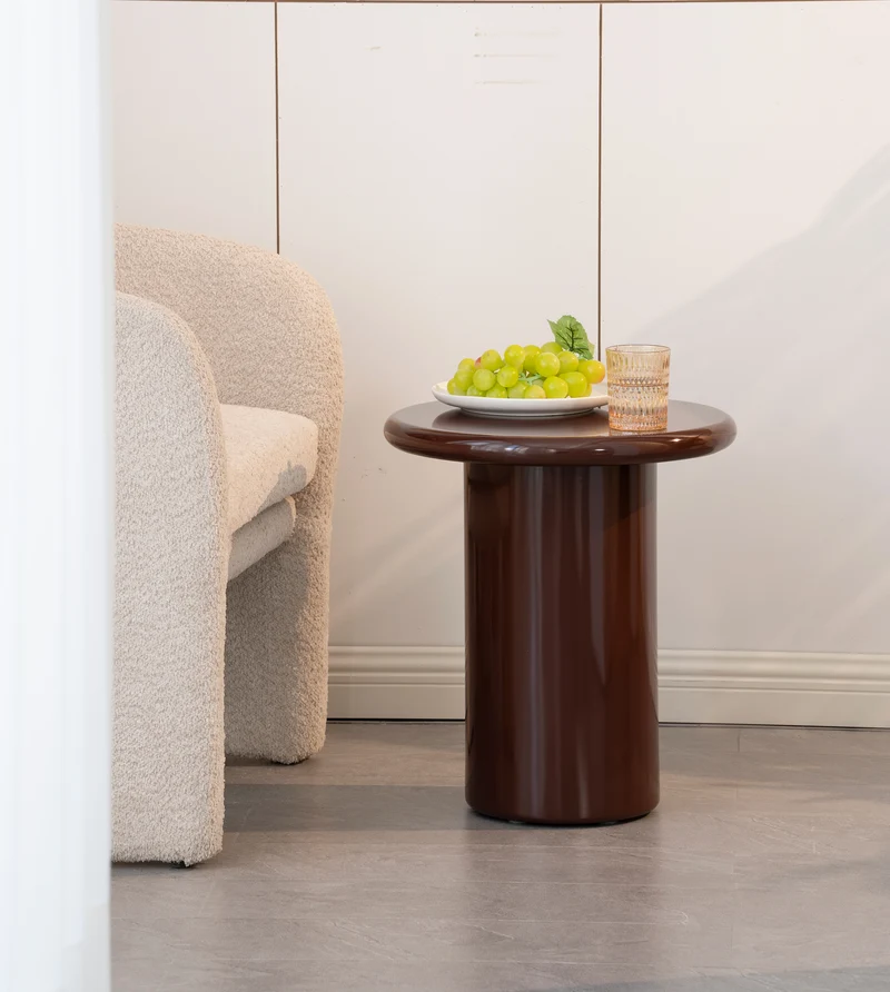 Solvade Couchtisch Durchmesser 45 cm Braun Hochglanz