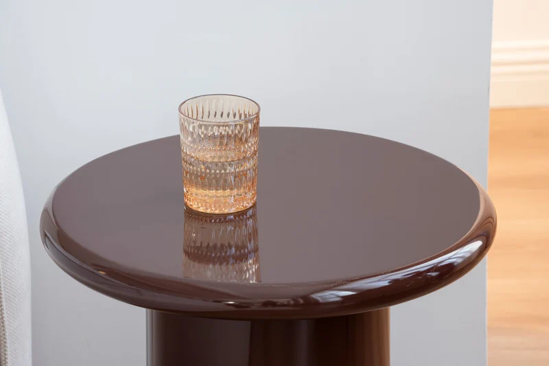 Solvade Couchtisch Durchmesser 45 cm Braun Hochglanz