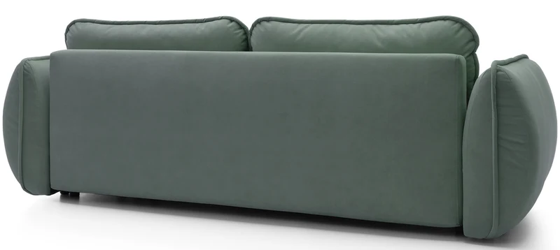 Drei-Sitzer-Schlafsofa Cutie mit Stauraum, Salbeigrüner Velours, pflegeleicht