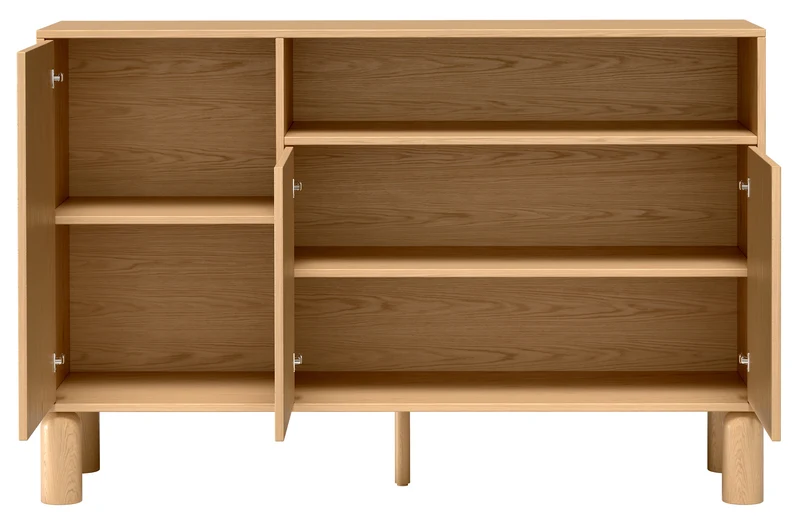 Drehtür-Kommode Sanden mit Nische 140 cm Eiche Bookmatch