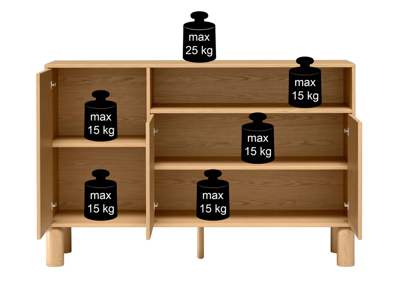 Drehtür-Kommode Sanden mit Nische 140 cm Eiche Bookmatch