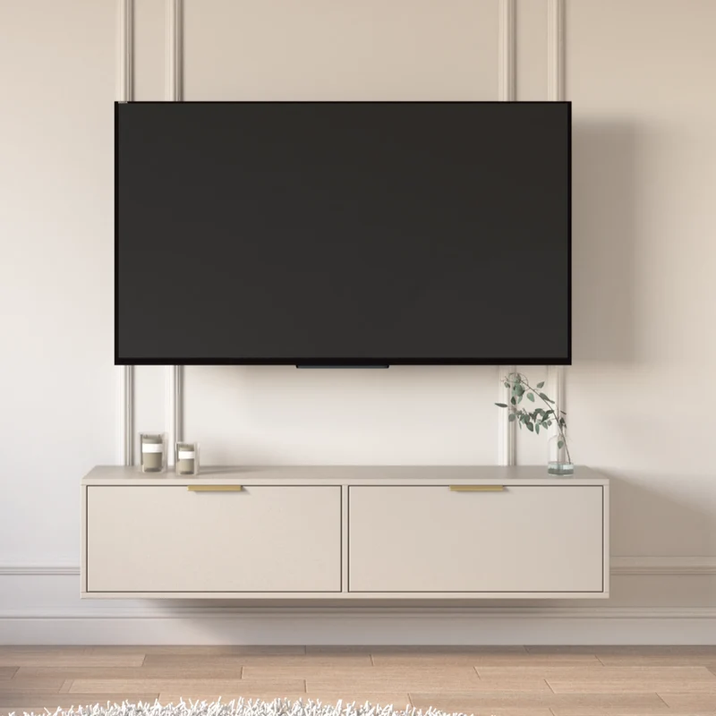 Hängender TV-Schrank Vena mit zwei Klappen, 140 cm, Kaschmirfarben