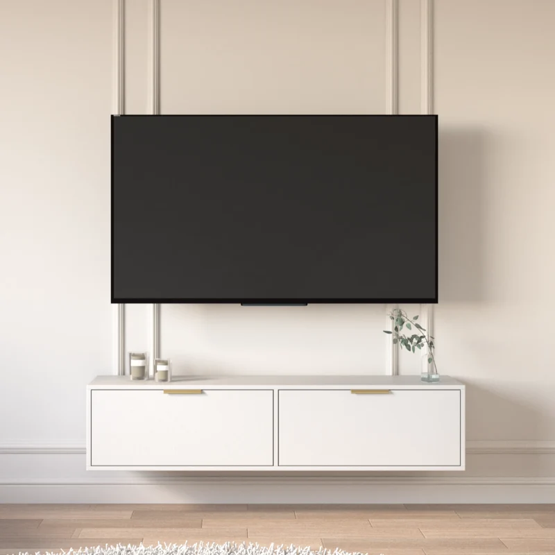 Hängender TV-Schrank Vena mit zwei Klappen, 140 cm, weiß