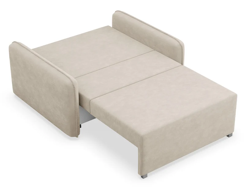 Zweisitziges ausklappbares Sofa Duelia mit Stauraum, beige, hydrophobes Chenille