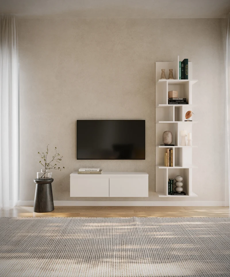 Hängender TV-Schrank Bemmi 100 cm Weiß
