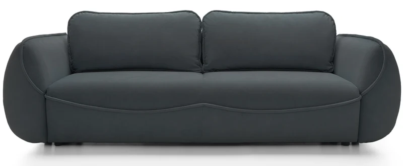 Dreisitziges Schlafsofa Cutie mit Stauraum, Graphit, Velours, pflegeleicht