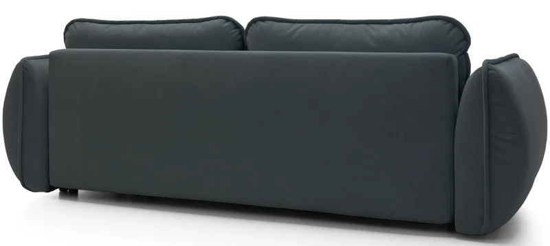 Dreisitziges Schlafsofa Cutie mit Stauraum, Graphit, Velours, pflegeleicht