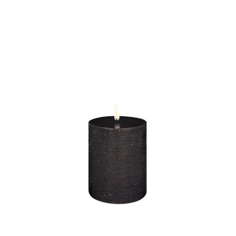 Kerze PILLAR RUSTIC LED Uyuni - Forest Black Ø7.8 x 10cm