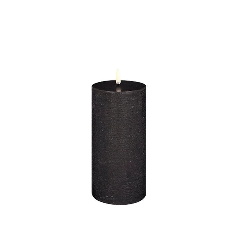 Kerze PILLAR RUSTIC LED Uyuni - Forest Black Ø7.8 x 15cm