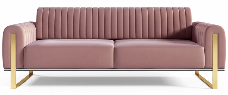 Dreisitziges Sofa Parissa aus rosa Velours