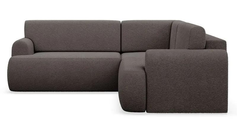 Ecksofa mit Schlaffunktion, Kaveo L-förmig, universell, brauner Plüsch