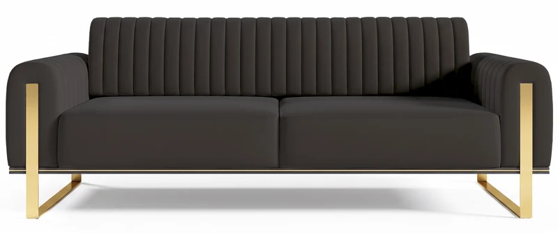Dreisitziges Sofa Parissa aus dunkelgrauem Samtvelours