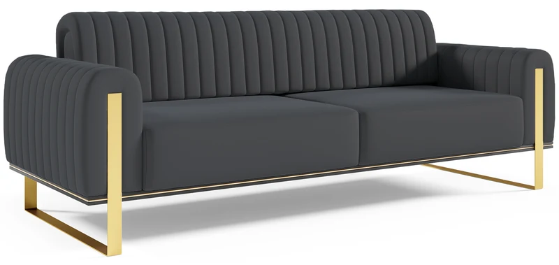 Dreisitziges Sofa Parissa, grauer Samt