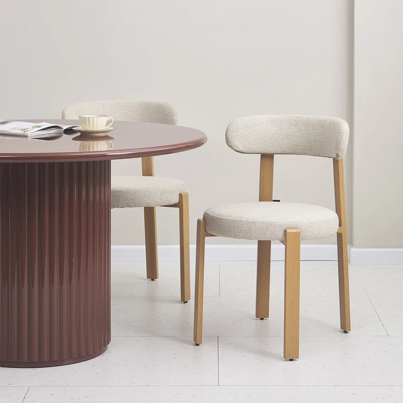 Bezogenes Esszimmerstuhl Afinatte in beige Bouclé