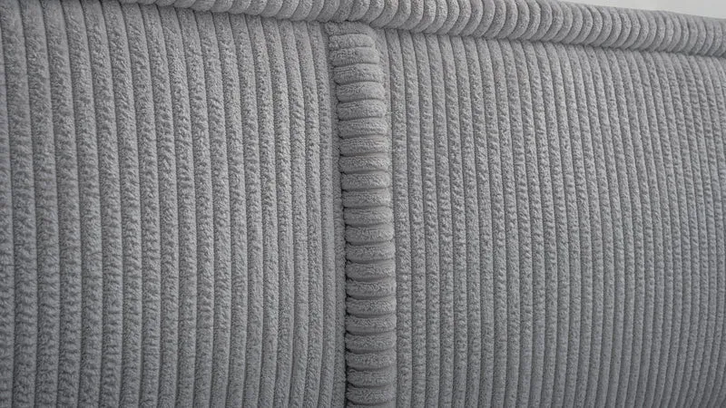 Gepolstertes Bett 160x200 cm Cordo mit Stauraum, Holzlattenrost, hellgrauer Cordstoff