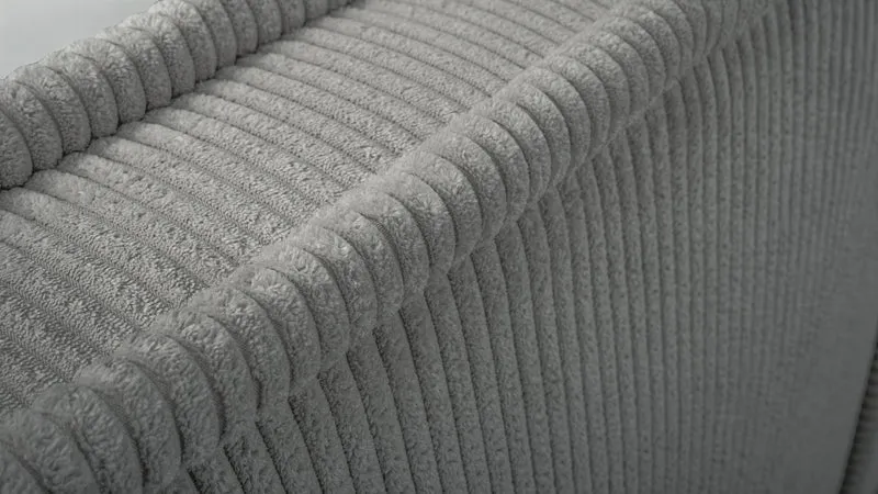 Gepolstertes Bett 160x200 cm Cordo mit Stauraum, Holzlattenrost, hellgrauer Cordstoff