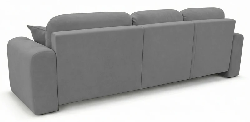 Ecksofa mit Schlaffunktion Olido, L-förmig, universell mit Stauraum, grauer wasserabweisender Samt