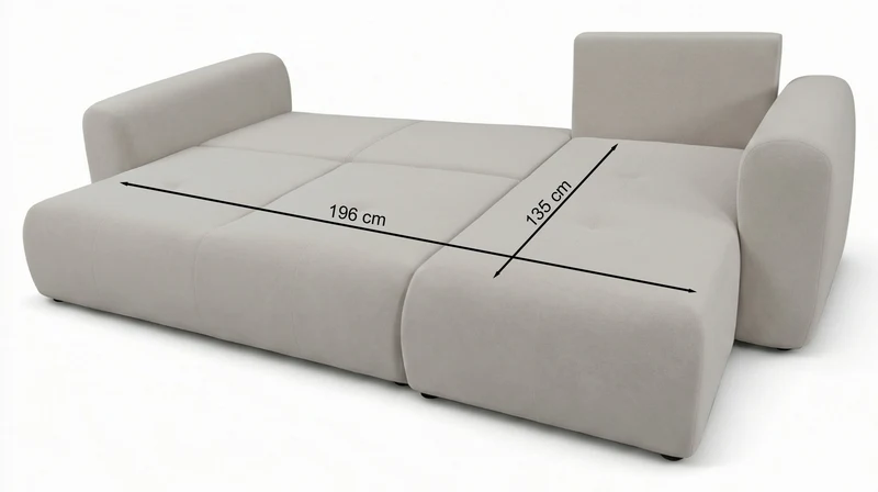Ecksofa mit Schlaffunktion Olido, L-förmig, universell, mit Stauraum, marineblauer hydrophober Samt