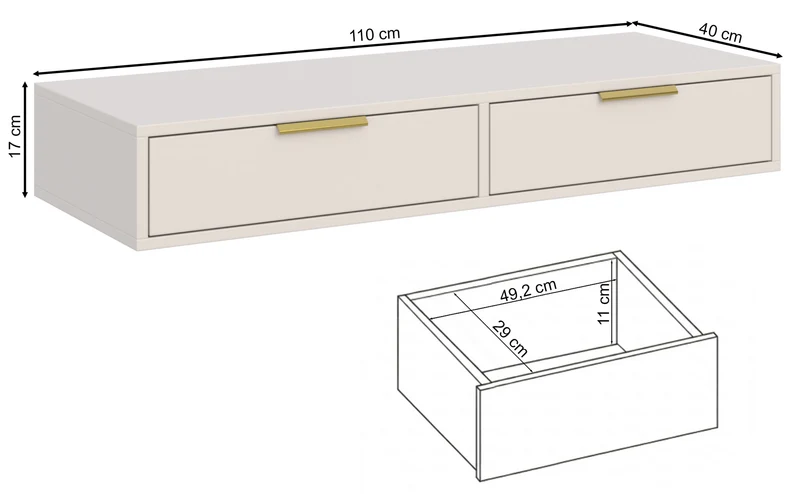 Toilettentisch Vena mit zwei Schubladen 110 cm schwarz