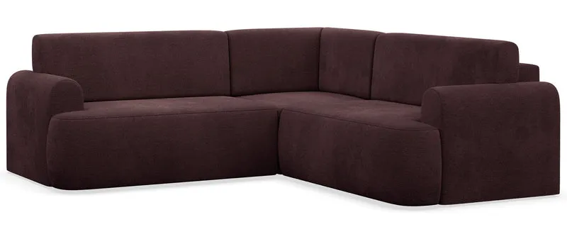 Ecksofa mit Schlaffunktion, Kaveo, L-förmig, universell, pflaumenfarbener Chenille-Stoff