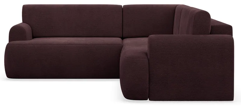 Ecksofa mit Schlaffunktion, Kaveo, L-förmig, universell, pflaumenfarbener Chenille-Stoff