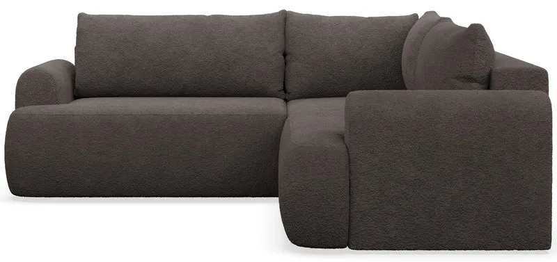 Ecksofa mit Schlaffunktion, Ovo, L-förmig, universell, grau-braun, Bouclé