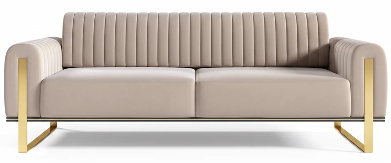 Drei-Sitzer-Sofa Parissa, beige, Samt