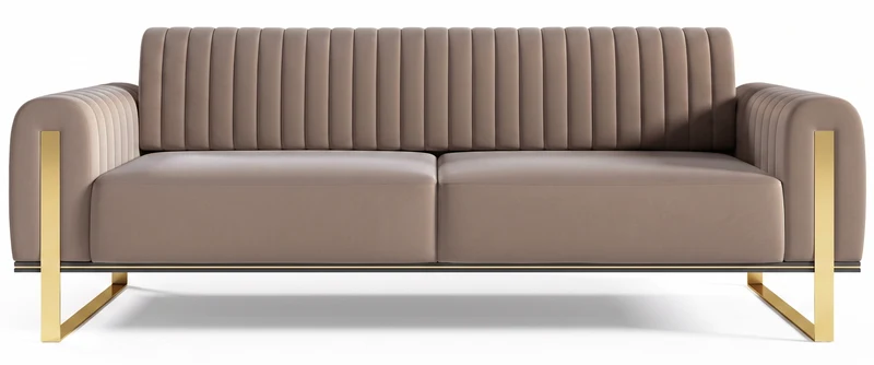Dreiersofa Parissa aus braunem Samt