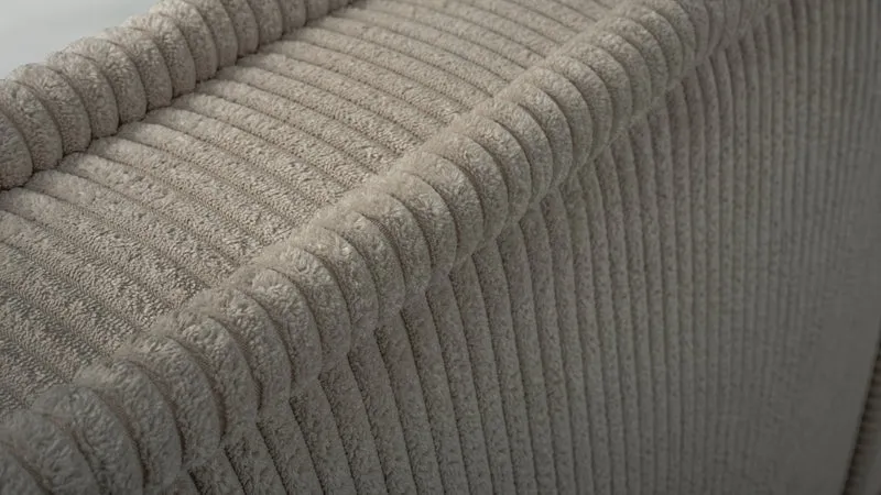 Gepolstertes Bett 160x200 cm Cordo mit Stauraum, Holzlattenrost, beige Cordstoff