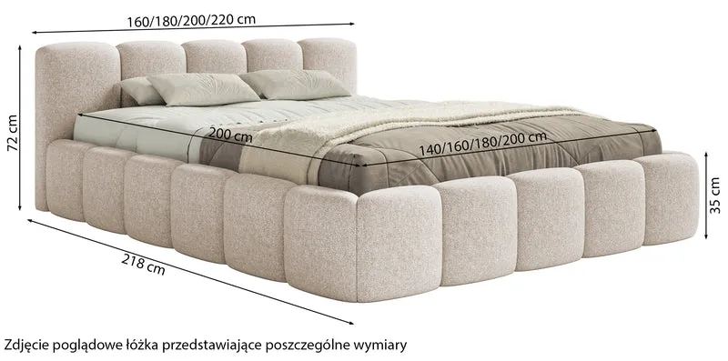 Polsterbett 180x200 cm Cloudy Low mit Stauraum, graphitfarben, hydrophober Chenille-Stoff, Metallrahmen