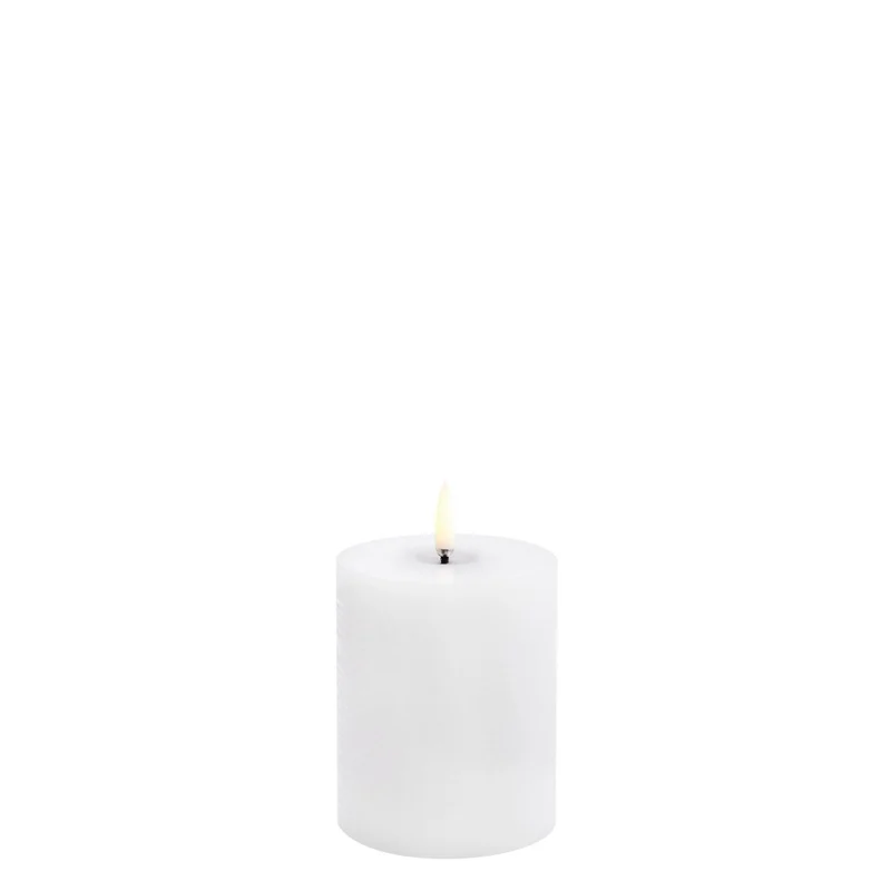Kerze MELTED PILLAR SMOOTH LED Uyuni - Nordic White Ø7.8x10.1cm