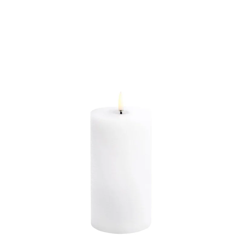 Kerze MELTED PILLAR SMOOTH LED Uyuni - Nordic White Ø7.8x15.2cm