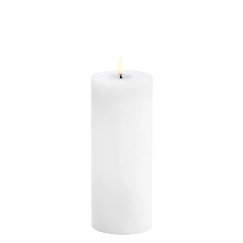 Kerze MELTED PILLAR SMOOTH LED Uyuni - Nordic White Ø7.8x20.3cm