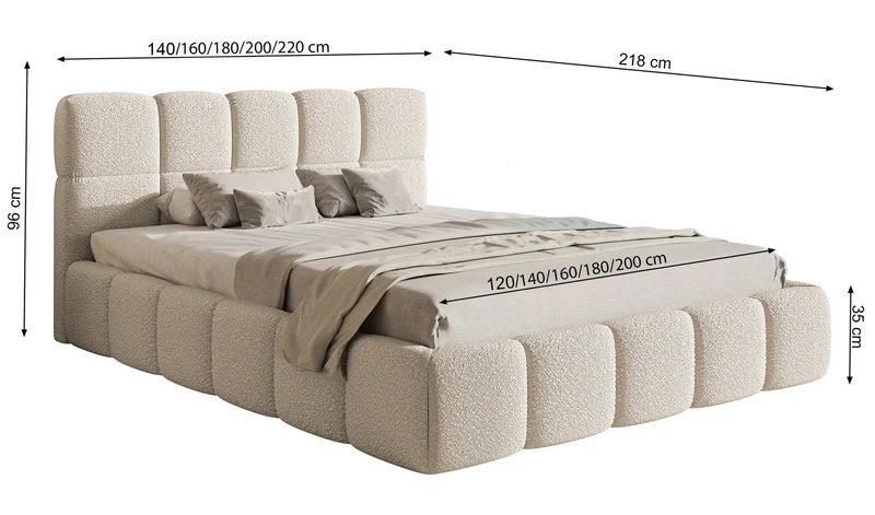 Polsterbett 120x200 cm Cloudy hellbeige Chenille wasserabweisend