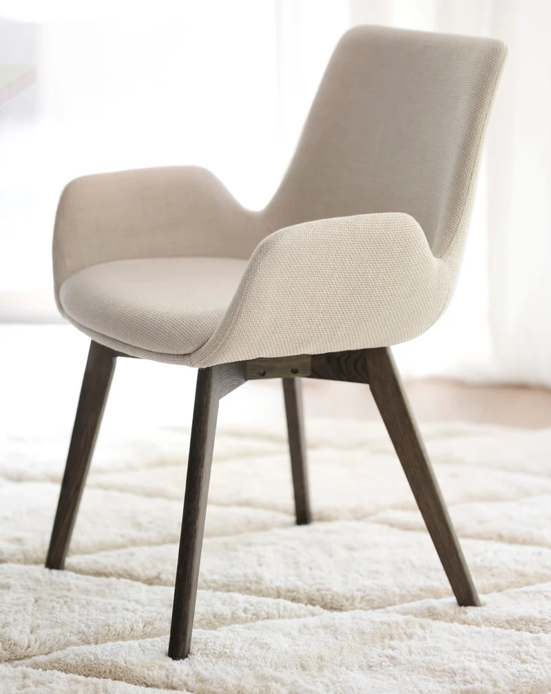 Polsterstuhl Athina, beige | Eiche braun