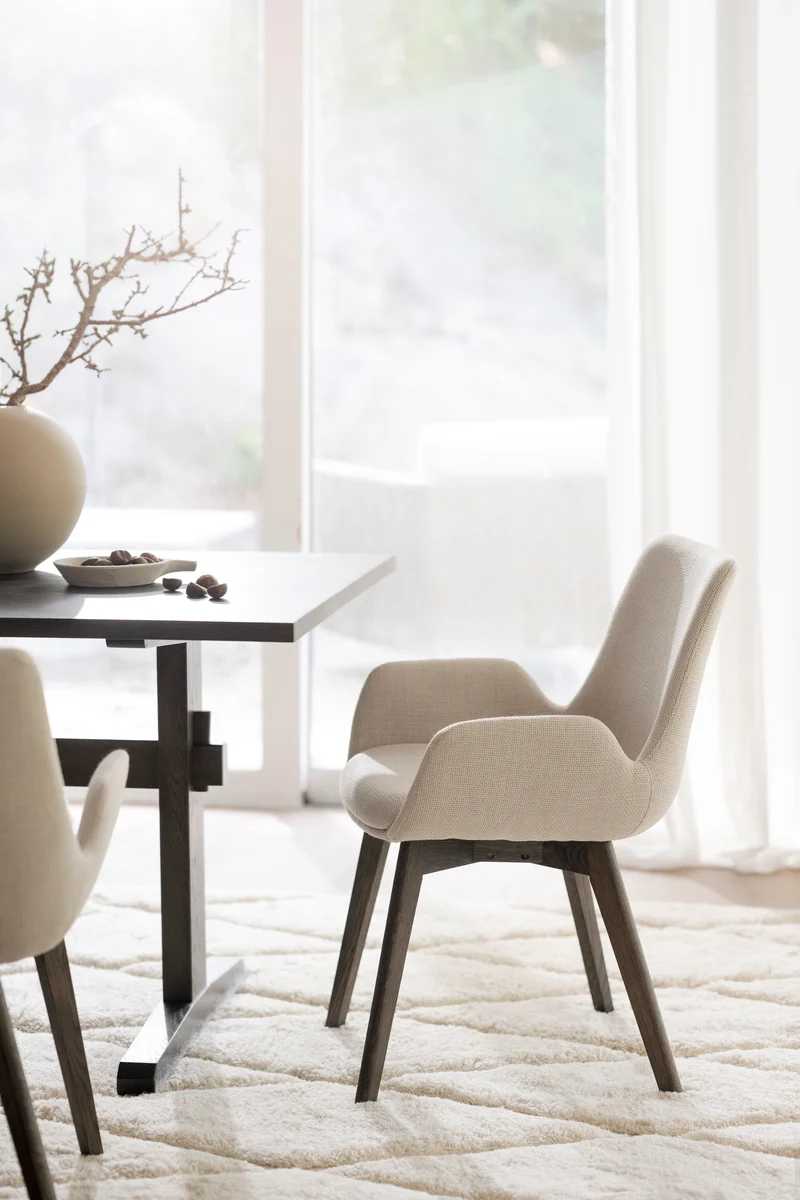 Polsterstuhl Athina, beige | Eiche braun