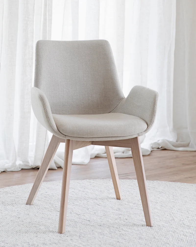 Polsterstuhl Athina, beige | Eiche gekalkt